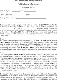 You should also outline your expenses related to the shoot, including things like travel, gear rentals, and the cost of a second shooter, should you choose to use one (see below). Free Wedding Contract Template Doc 38kb 3 Page S