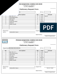 Whsle & mfrs, construction equipment, portland cement, supplies & services Form Stationery Request Form