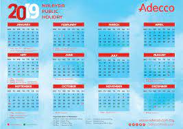 List of national public holidays of malaysia in 2019. Calendar 2019 Adecco