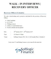 Recovery Officer At Softlogic Holdings Plc Career First Recovery Position Officer Job