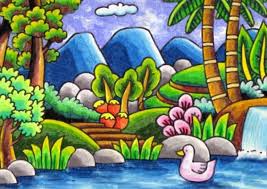Alam lukisan pemandangan gunung gambar pemandangan. 10 Contoh Gambar Pemandangan Alam Mudah Digambar