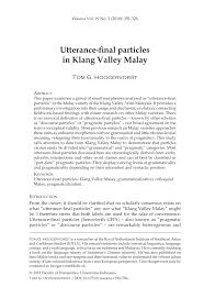 Hari kelepasan am negeri perak 2018. Pdf Utterance Final Particles In Klang Valley Malay