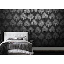 Techniques for brightening a dark bedroom. Glitter Tree Wallpaper Black Silver Glitter Ilw980028 Wallpaper From I Love Wallpaper Uk