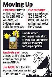 Jio Prepaid Plans Jio Withdraws Low Value Prepaid Packs Rs