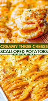 Three Cheese Scalloped Potatoes Recipe In 2021 Scalloped Potatoes Cheese Scalloped Potatoes Easy Thanksgiving Recipes