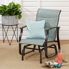 Mainstays Highland Knolls Patio Sling Mesh Glider Chair In Aqua Walmart Com Quality Chairs Patio Chairs Glider Chair