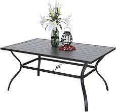 Umbrella hole, 6 outdoor dining tables : Amazon Com Phi Villa Outdoor Patio 60 X 38 Rectangle Dining Table For 6 8 Person With Umbrella Hole Classic Black Furniture Decor