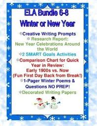 New Year And Winter 6 8 Ela Bundle By Azsunset Literacy 4 9 Teachers Pay Teachers In 2020 Creative Writing Prompts Middle School Writing High School Lessons