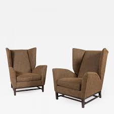 Pair Of Italian Mid Century Modern Wingback Lounge Chairs