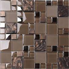 Linox dg dark gray 12.09 in. Brown Glass Mosaic Kitchen Backsplash Tile Contemporary Mosaic Tile By Backsplash Houzz