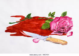 Blood on knife drawing reference. Drawing Watercolor Rose Flower And A Knife In The Blood A Pool Of Blood Stock Photo Alamy