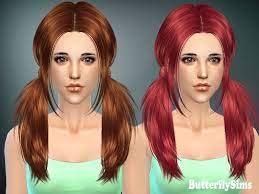 Butterflysims Two Ponytails Hairstyle 068 Sims 4 Hairs Two Ponytail Hairstyles Ponytail Hairstyles Two Ponytails
