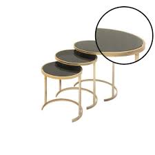 If you admire truly unique furniture, this coffee table imparts a classic full of modern appeal, our coffee table features iron metal legs and a contemporary black/grey tempered glass 3/8 thick, 1 diamond cut beveled edge. Litton Lane Black Glass Round Nesting Tables With Gold Iron Legs Set Of 3 50396 The Home Depot