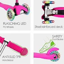 DADDYCHILD 3 Wheel Scooters for Kids, Kick Scooter for Toddlers 2-6 Years  Old, Boys and Girls Scooter with Light Up Wheels, Mini Scooter for Children  (Pink) : Amazon.in: Toys & Games