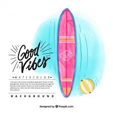 Watercolor Surfboard Background Free Vector Surfboard Vector Free Watercolor Background