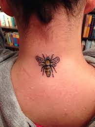 Bee Tattoo Back Of Neck Bee Tattoo Tattoos And Piercings Tattoos