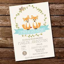 Woodland Twin Baby Shower Invitation For A Boy Or Girl Etsy Twins Baby Shower Invitations Fox Baby Shower Invitations Baby Shower Invitations