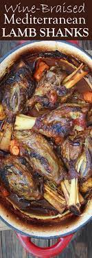 In a large pan, heat 2 tablespoons vegetable oil over high heat. Nice Mediterranean Style Wine Braised Lamb Shanks With Vegetables Lamb Shank Recipe Braised Lamb Shanks Recipe Braised Lamb