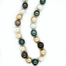 And don't ignore your options for choosing chains with different weights and textures: Cultured Tahitian Silver South Sea And Golden South Sea Pearl Necklace