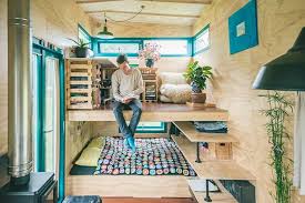 Man Hanging From Second Floor In Tiny Wooden House Modern Tiny House Best Tiny House Tiny House Interior