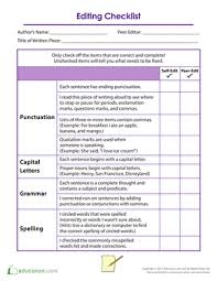 Editing Checklist Worksheet Education Com