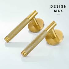 Satin Brass Knurled Interior Door Set - Lever Door Handle