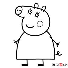 How To Draw Mummy Pig Step By Step Drawing Tutorials Drawing Tutorial Drawings Pig Character