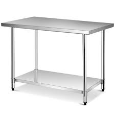 Use stainless steel end bar supports in lieu of an under shelf to create extra room underneath your table for large equipment, while maintaining st. Gymax 30 X 48 Stainless Steel Food Prep Work Table Commercial Kitchen Table Silver Best Buy Canada