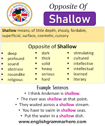 Opposite Of Shallow Antonyms Of Shallow Meaning And Example Sentences Antonym Opposite Words Contradict Each Other And Meet Opposite Words Antonyms Sentences
