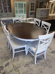 This Is A Four Foot Round Table With A Built In Leaf It Comes With Six Chairs I Painted I Round Table With Leaf Kitchen Table Settings Dining Table With Leaf