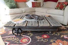 Grab this much amusing model of diy pallet coffee table which is purely bound to rustic appearance. Pallet Coffee Table With Vintage Wheels