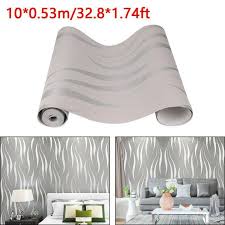 57 sq feet roll ₹ 100/square feet. 10m 3d Crescent Wave Stripes Embossed Design Non Woven Wallpaper Roll Modern Ebay