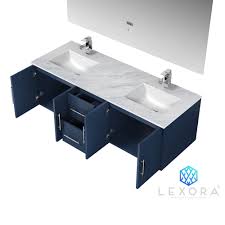 Mof 60 double sink wall mounted vanity, glossy gray by bathroom vanity wholesale inc. Lexora Geneva 60 Inch Color Navy Blue Floating Double Bathroom Vanity