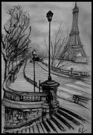 Old Paris Street Landscape Drawings Landscape Sketch Art Drawings Beautiful