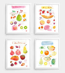 Aquarelles Fruits Des 4 Saisons Illustration Decor Cuisine Etsy Art Print Set Fruit Painting Fruit In Season