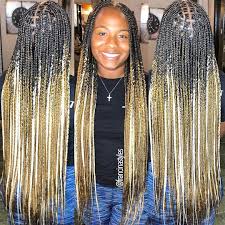 Black And Blonde Ombre Knotless Braids Francina On Instagram Style Knot Less Box Braids Size Lengh Small Medium Xxl Hair Color Ombre 1b 27 Box Braids Hairstyles Box Braids Sizes Box Braids