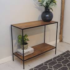 Guaranteed low prices on all modern lighting, furniture and accessories + free shipping on most the table frame is made out of strong transparent lucite bars joined together with metal corners. Industrial Console Table With Wood And Metal By Za Za Homes Notonthehighstreet Com