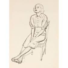 C 1920s Woman In A Chair Ink Drawing In 2021 Ink Drawing Drawings Flower Drawing