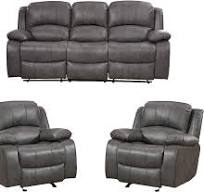 ‫Amazon.com: Betsy Furniture סט ספה זוגית מעור אפור 3+1+1 עם ...‬‎