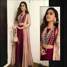 Maroon Dress With Long Jacket Diwali Outfits Fashion Indian Outfits