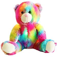 Wewill Colorful Rainbow Stuffed Teddy Bear With Led Night Light 12 Inch Continue To The Product Rainbow Teddy Bear Teddy Bear Stuffed Animal Teddy Bear Day