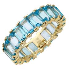 5 out of 5 stars. 14k Yellow Gold Emerald Cut Blue Topaz Ring Large Maurice S Jewelers