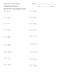 Create the worksheets you need with infinite algebra 2. Completing The Square Worksheet Answers Kuta Software Algebra 2