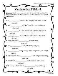 Students identify and choose the correct contraction. Contractions Pack Fill In The Blank And Circle The Contraction Worksheets