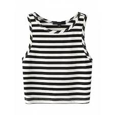 Black And White Striped Tank Top Dress Choies Monochrome Stripe Sleeveless Crop Top White Striped Crop Top Striped Crop Top Sleeveless Crop Top