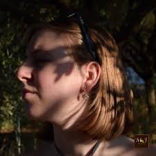 Delicate sun-shaped drop earrings made of natural Baltic amber and 925  silver, cognac amber, MJ Baltica, BK081