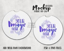 Download Dye Sublimation Fabric Top Car Coaster Mockup Add Your Own Etsy Car Coasters Coaster Design Sublime PSD Mockup Templates