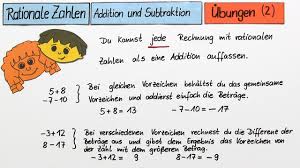 Rationale Zahlen Addition Und Subtraktion Inkl Ubungen