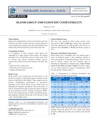 Pdf Blood Group And Genotype Compatibility