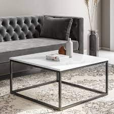 Dark wood table is also a good. Square White Gloss Coffee Table With Black Metal Legs Rochelle Furniture123